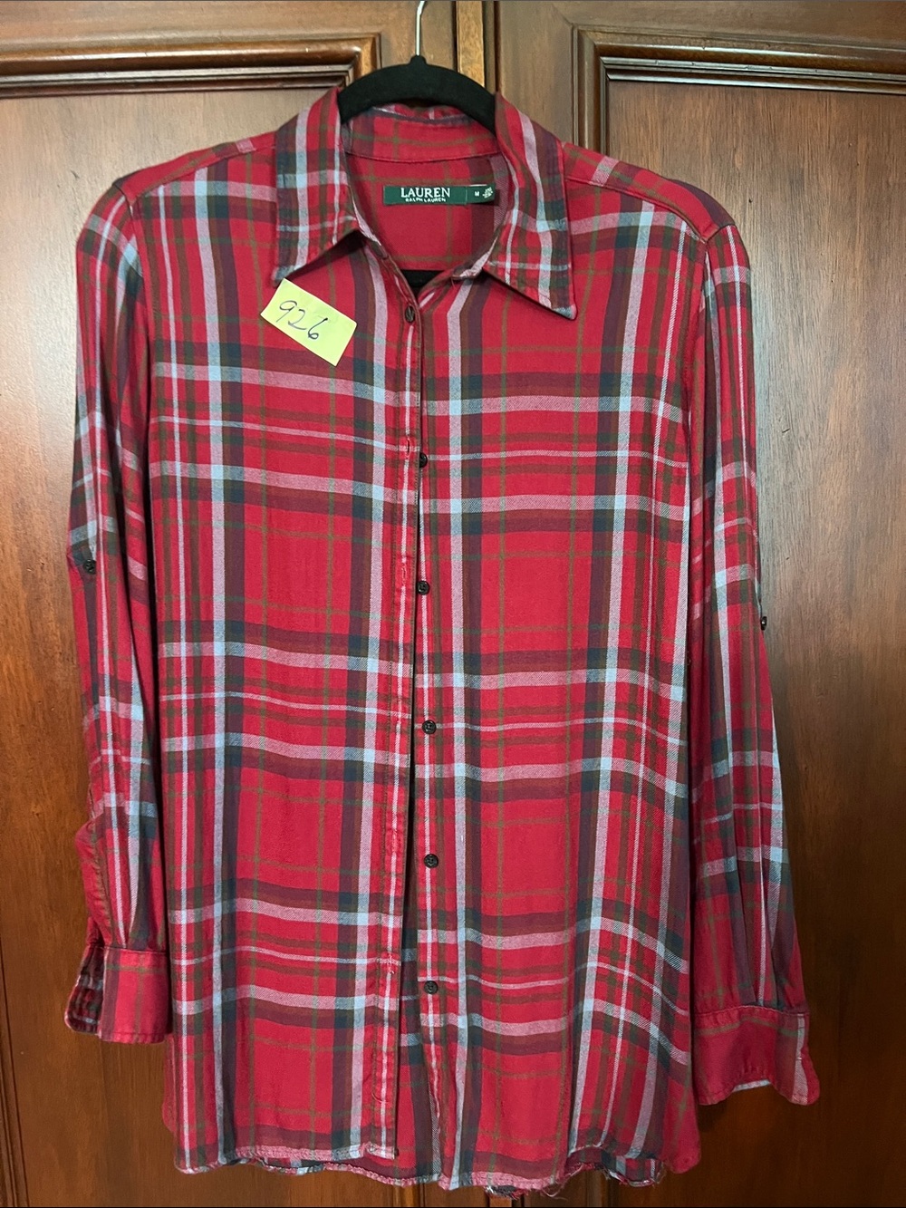 Lauren Ralph Lauren Red Plaid women Button-Up Shirt Size Medium ❤️❤️
